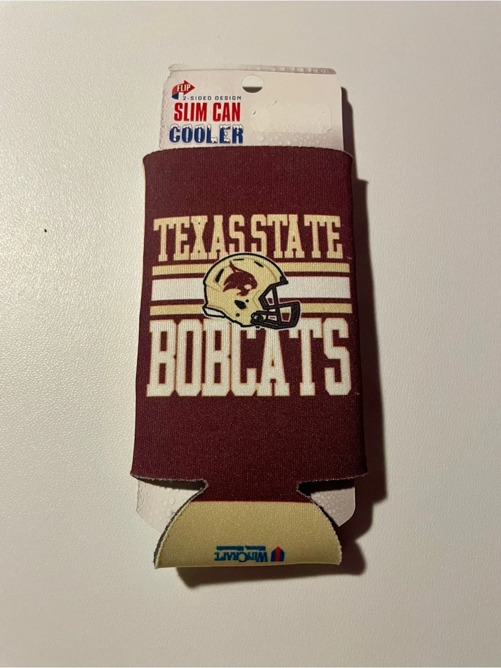 Texas State Bobcats Slim Can Cooler - Maroon & Gold NWT College Football Koozie